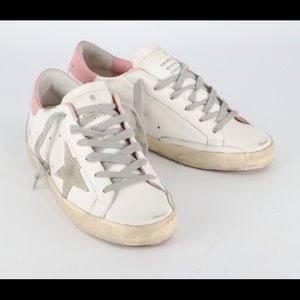 Golden Goose White leather with pink Super-Star sneakers